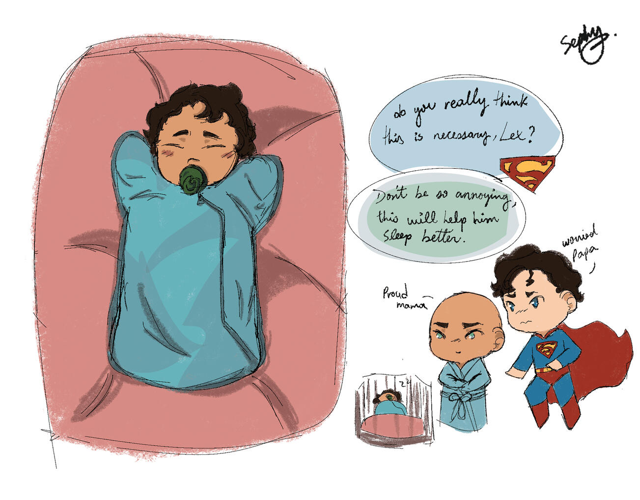 baby conner kent + chibi clex
